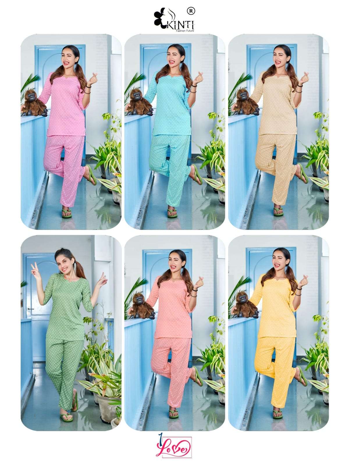 1 Love By Kinti 1001 To 1006 Series Beautiful Stylish Fancy Colorful Casual Wear & Ethnic Wear Rayon Print Night Suits At Wholesale Price