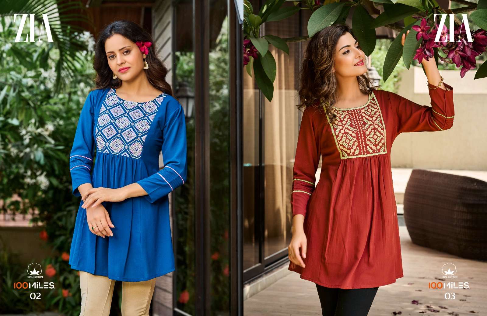 Zia By 100 Miles 01 To 04 Series Beautiful Stylish Fancy Colorful Casual Wear & Ethnic Wear Premium Georgette Tops At Wholesale Price