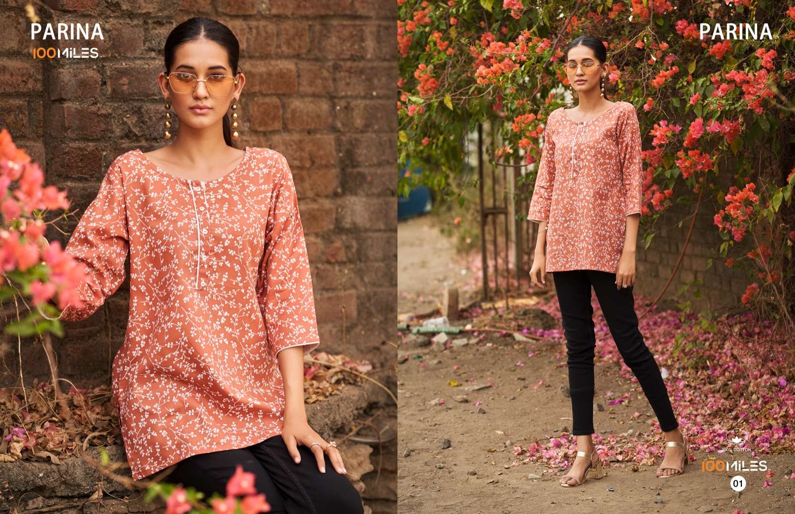 Parina By 100 Miles 01 To 04 Series Beautiful Stylish Fancy Colorful Casual Wear & Ethnic Wear Pure Cotton Print Tops At Wholesale Price