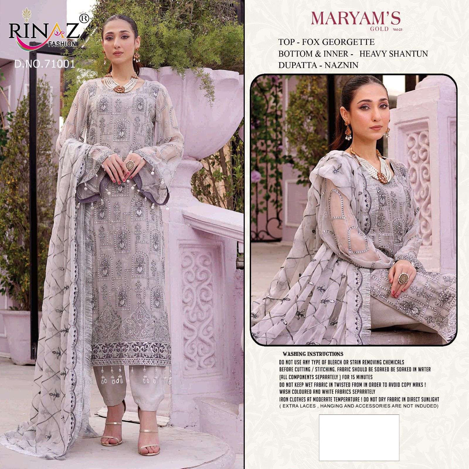 Maryams Gold Vol-23 By Rinaz Fashion 71001 To 71005 Series Beautiful Pakistani Suits Colorful Stylish Fancy Casual Wear & Ethnic Wear Faux Georgette Embroidered Dresses At Wholesale Price
