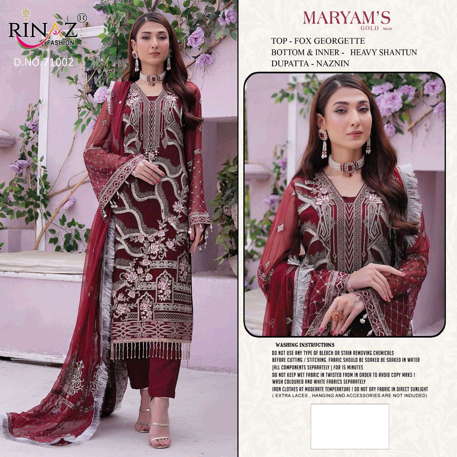 Maryams Gold Vol-23 By Rinaz Fashion 71001 To 71005 Series Beautiful Pakistani Suits Colorful Stylish Fancy Casual Wear & Ethnic Wear Faux Georgette Embroidered Dresses At Wholesale Price