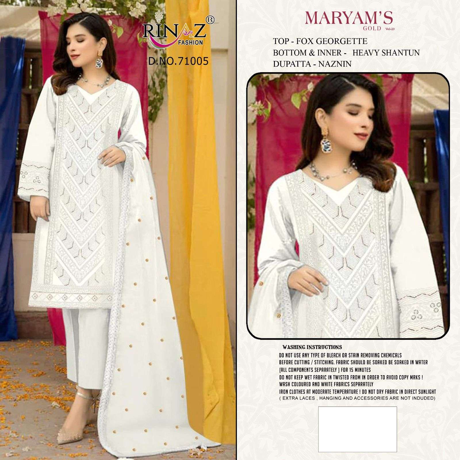 Maryams Gold Vol-23 By Rinaz Fashion 71001 To 71005 Series Beautiful Pakistani Suits Colorful Stylish Fancy Casual Wear & Ethnic Wear Faux Georgette Embroidered Dresses At Wholesale Price