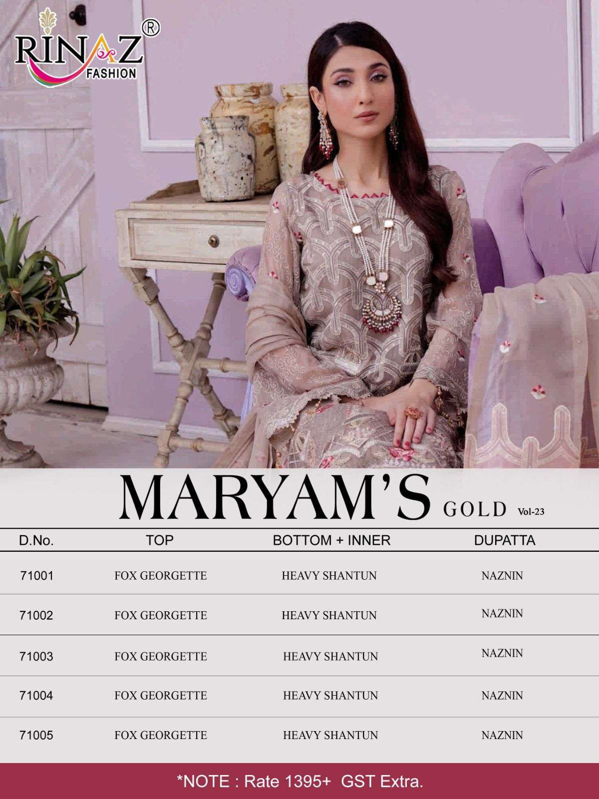 Maryams Gold Vol-23 By Rinaz Fashion 71001 To 71005 Series Beautiful Pakistani Suits Colorful Stylish Fancy Casual Wear & Ethnic Wear Faux Georgette Embroidered Dresses At Wholesale Price