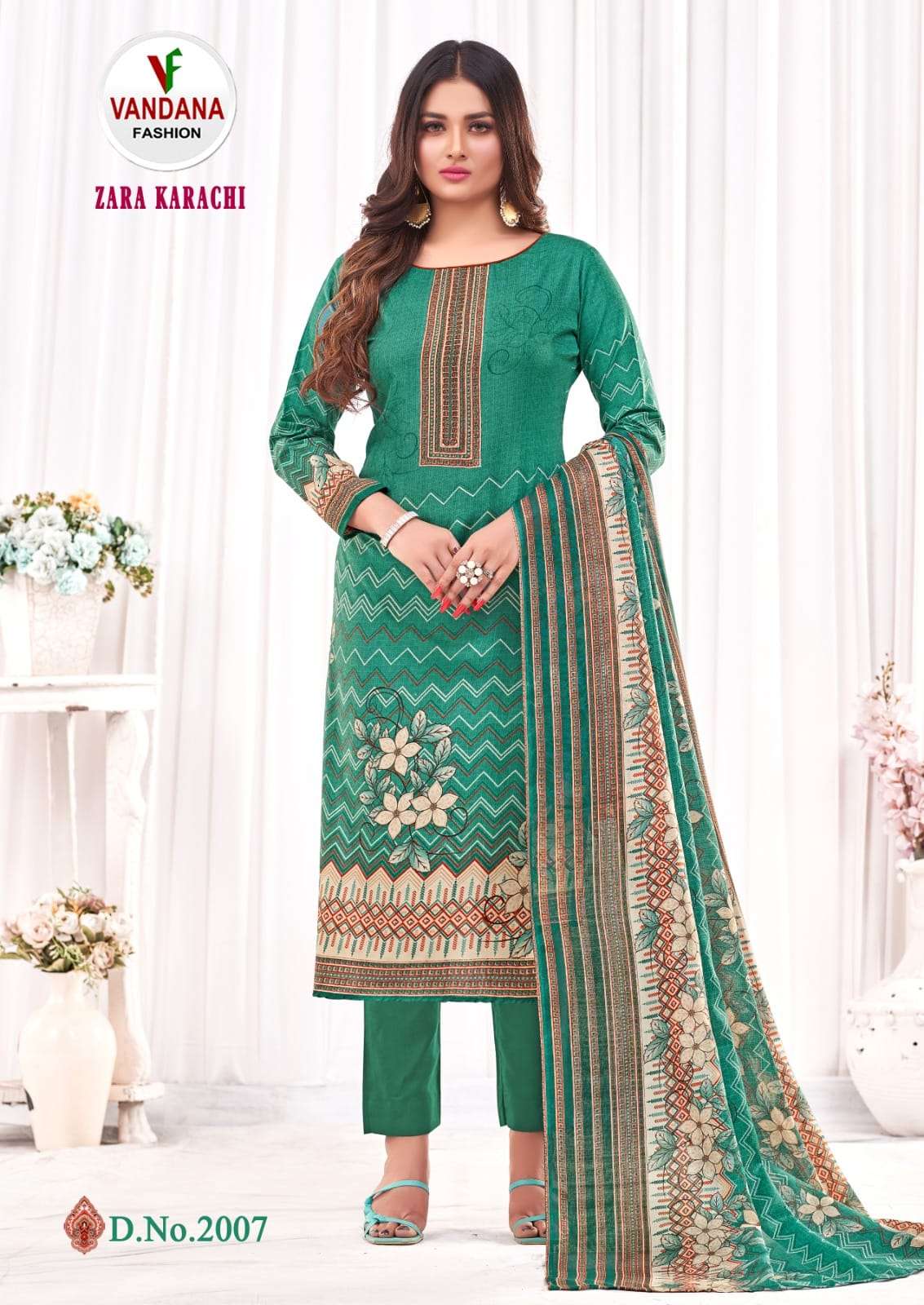 Zara Karachi Vol-2 By Vandana 2001 To 2010 Series Beautiful Festive Suits Colorful Stylish Fancy Casual Wear & Ethnic Wear Pure Cotton Digital Print Dresses At Wholesale Price