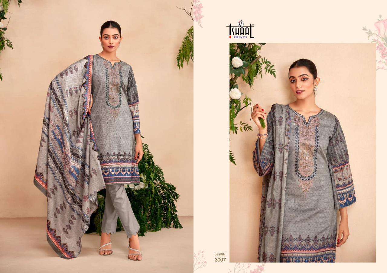 Embroidered Lawn Vol-3 By Ishaal Prints 3001 To 3010 Series Beautiful Festive Suits Colorful Stylish Fancy Casual Wear & Ethnic Wear Pure Lawn Dresses At Wholesale Price