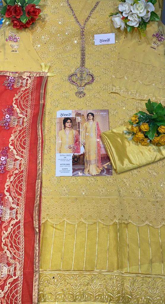 Guzarish Hit Design 13032 By Noor Beautiful Pakistani Suits Colorful Stylish Fancy Casual Wear & Ethnic Wear Faux Georgette Embroidered Dresses At Wholesale Price