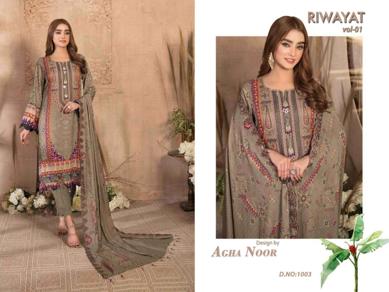 Riwayat Vol-1 By Agha Noor 1001 To 1010 Series Beautiful Stylish Suits Fancy Colorful Casual Wear & Ethnic Wear & Ready To Wear Pure Lawn Printed Dresses At Wholesale Price