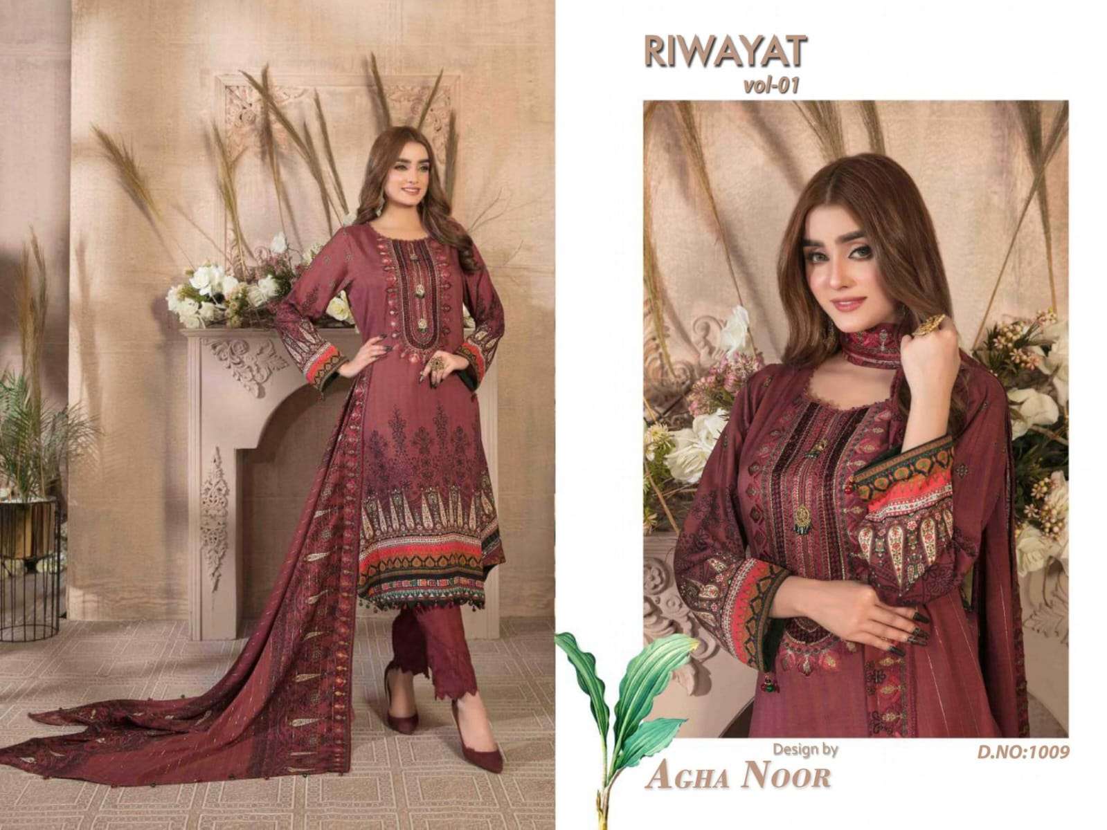 Riwayat Vol-1 By Agha Noor 1001 To 1010 Series Beautiful Stylish Suits Fancy Colorful Casual Wear & Ethnic Wear & Ready To Wear Pure Lawn Printed Dresses At Wholesale Price