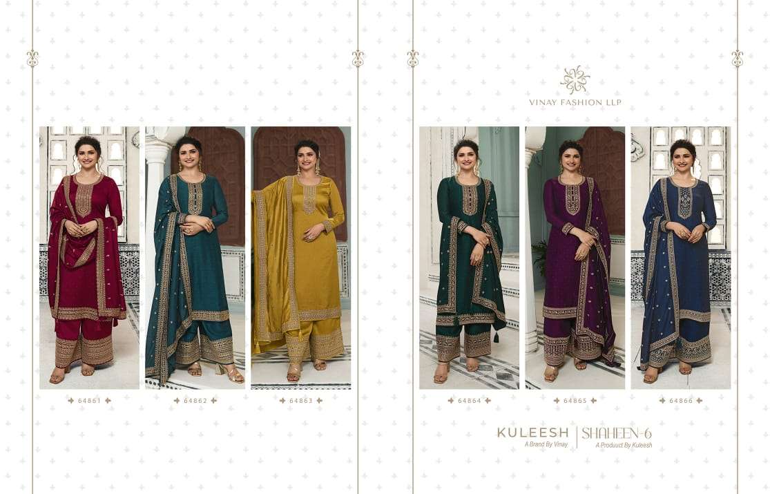Shaheen Vol-6 By Vinay Fashion 64861 To 64866 Series Beautiful Festive Suits Colorful Stylish Fancy Casual Wear & Ethnic Wear Silk Georgette Embroidery Dresses At Wholesale Price