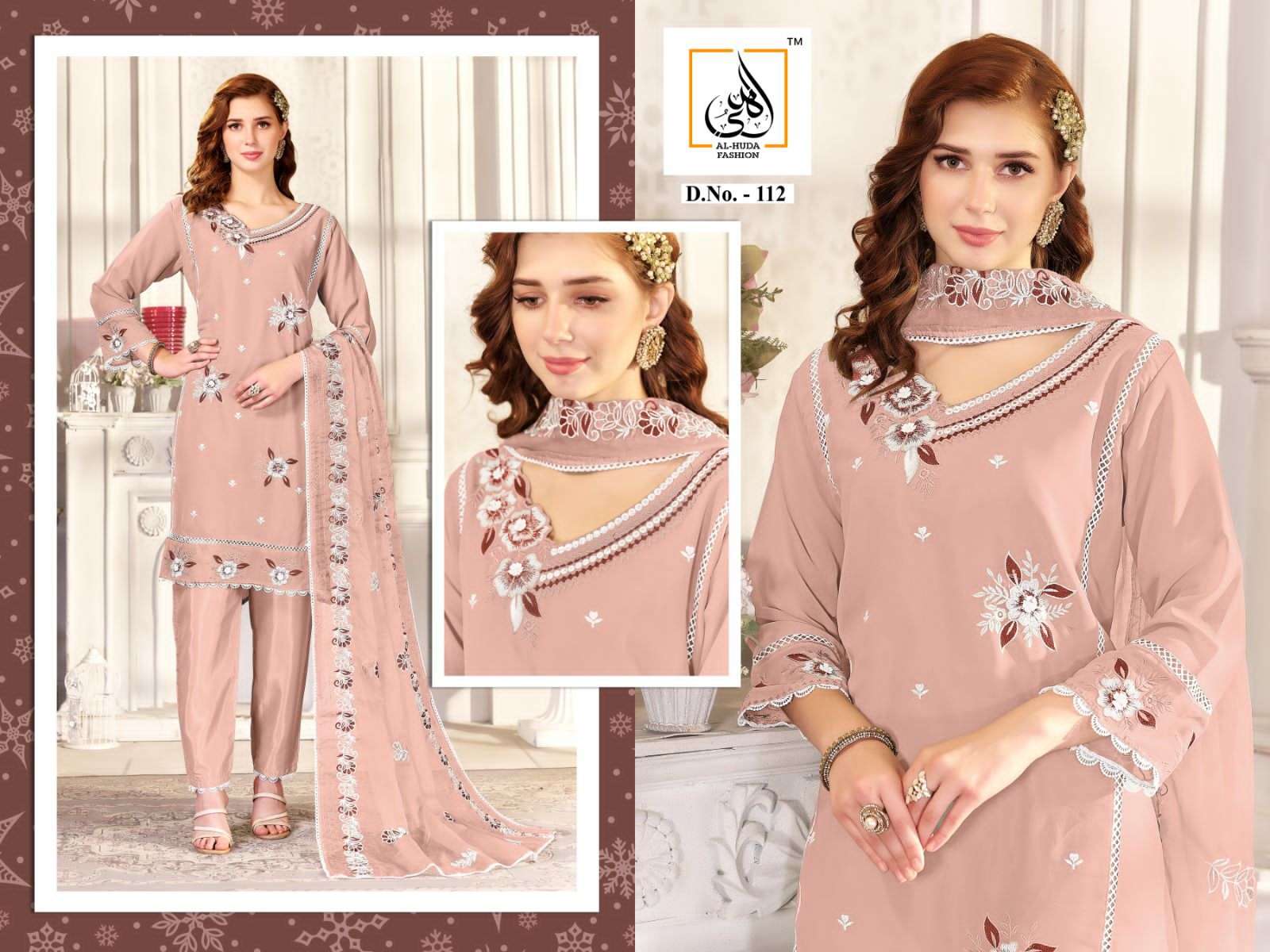 Al-Huda Hit Design 112 Colours By Al-Huda Fashion 112-A To 112-B Series Beautiful Pakistani Suits Colorful Stylish Fancy Casual Wear & Ethnic Wear Pure Georgette Embroidered Dresses At Wholesale Price