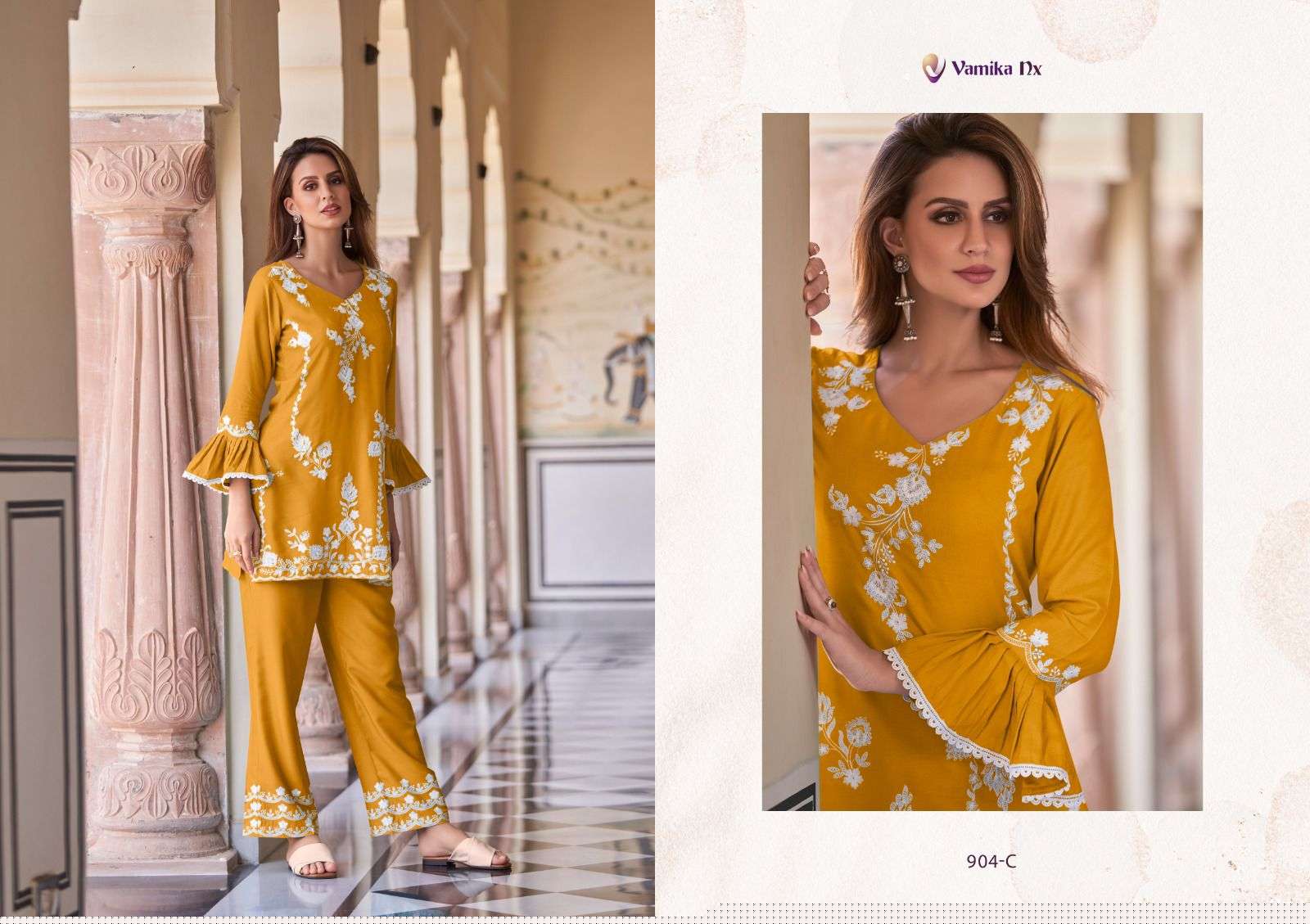 Vintage Gold By Vamika 904-A To 904-E Series Designer Stylish Fancy Colorful Beautiful Party Wear & Ethnic Wear Collection Heavy Rayon Kurtis With Bottom At Wholesale Price