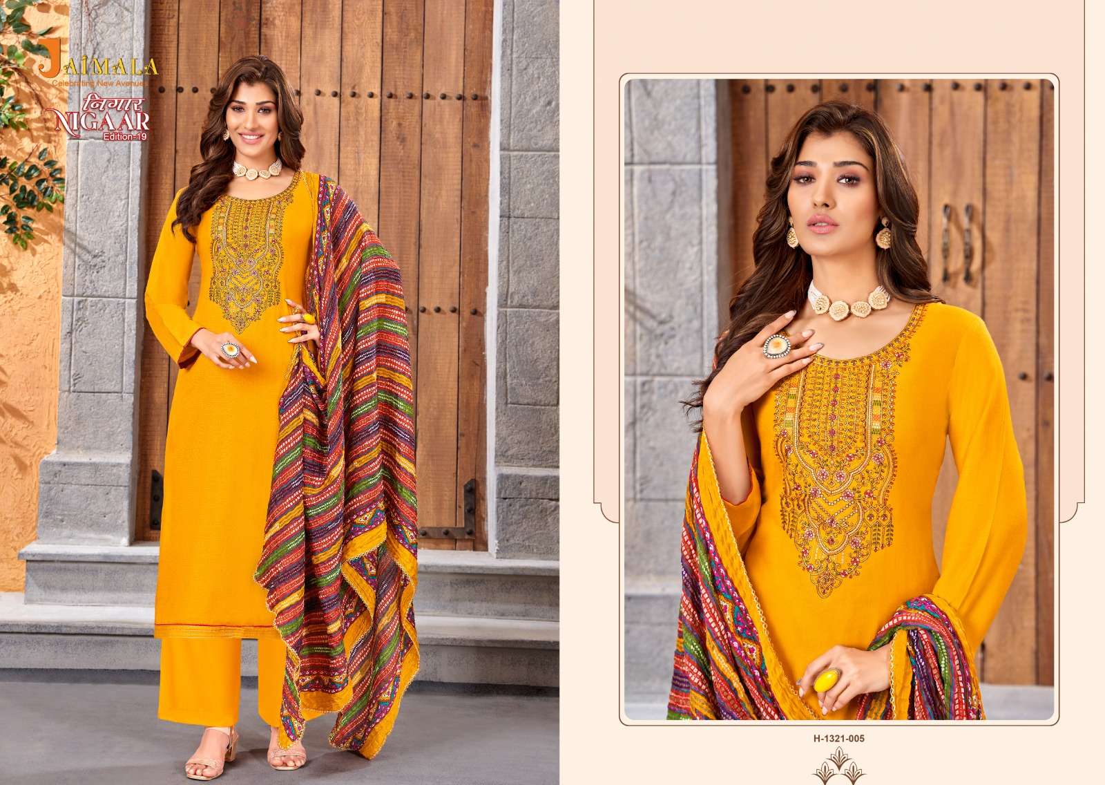Nigaar Vol-19 By Jaimala 1321-001 To 1321-008 Series Designer Festive Suits Beautiful Fancy Stylish Colorful Party Wear & Occasional Wear Pure Rayon Slub Dresses At Wholesale Price