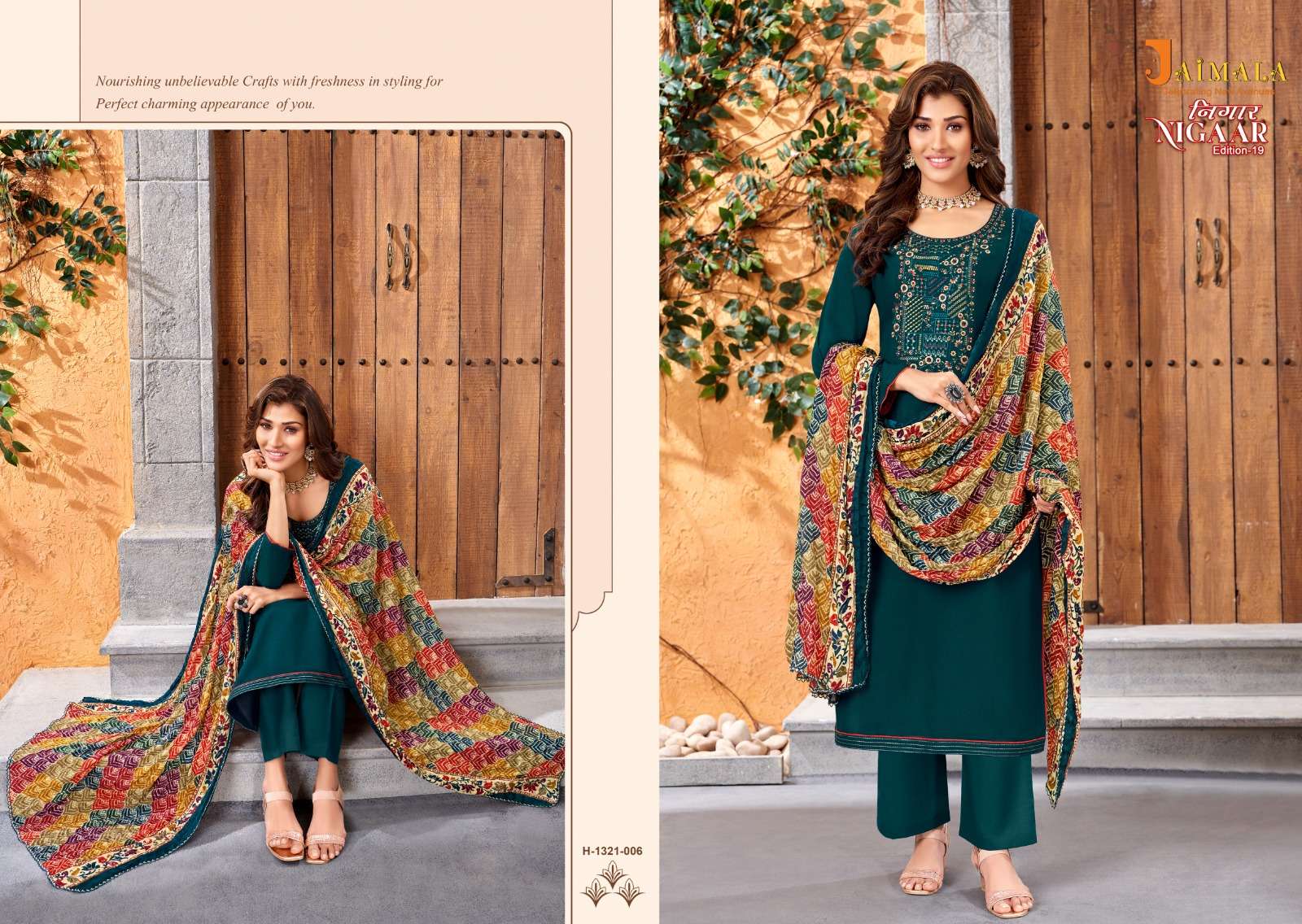 Nigaar Vol-19 By Jaimala 1321-001 To 1321-008 Series Designer Festive Suits Beautiful Fancy Stylish Colorful Party Wear & Occasional Wear Pure Rayon Slub Dresses At Wholesale Price