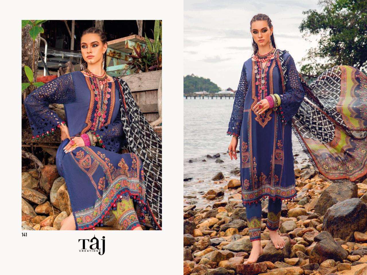 Al Zohaib By Taj Creations 141 To 142 Series Pakistani Suits Beautiful Fancy Colorful Stylish Party Wear & Occasional Wear Pure Cotton With Embroidery Dresses At Wholesale Price