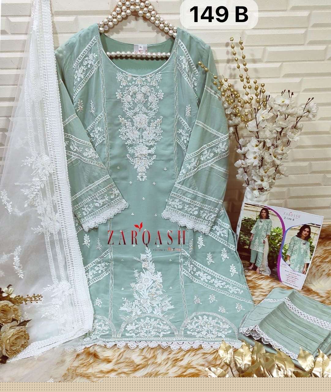 Zarqash Hit Design 149 Colours By Zarqash 149-A To 149-D Series Pakistani Suits Beautiful Fancy Colorful Stylish Party Wear & Occasional Wear Heavy Georgette Embroidery Dresses At Wholesale Price