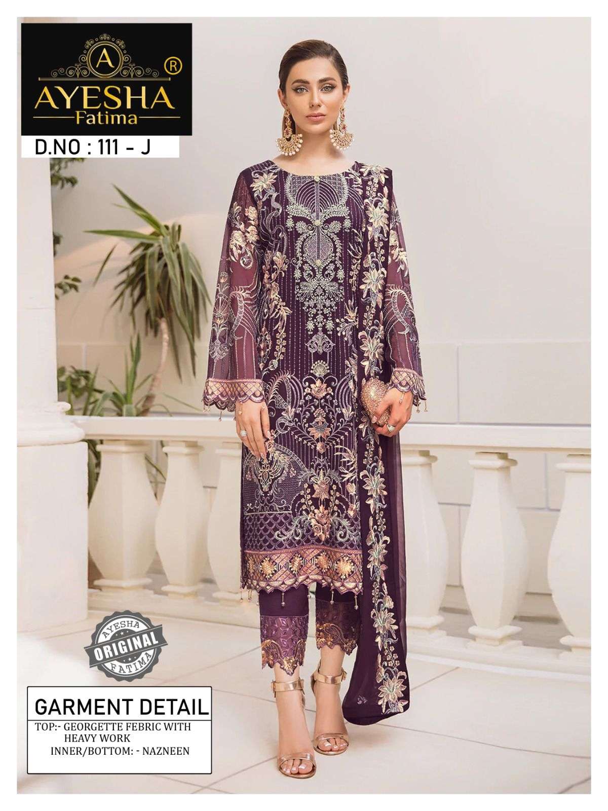 AF-111 Colours By Ayesha Fatima 111-J To 111-L Series Beautiful Pakistani Suits Colorful Stylish Fancy Casual Wear & Ethnic Wear Heavy Georgette Dresses At Wholesale Price