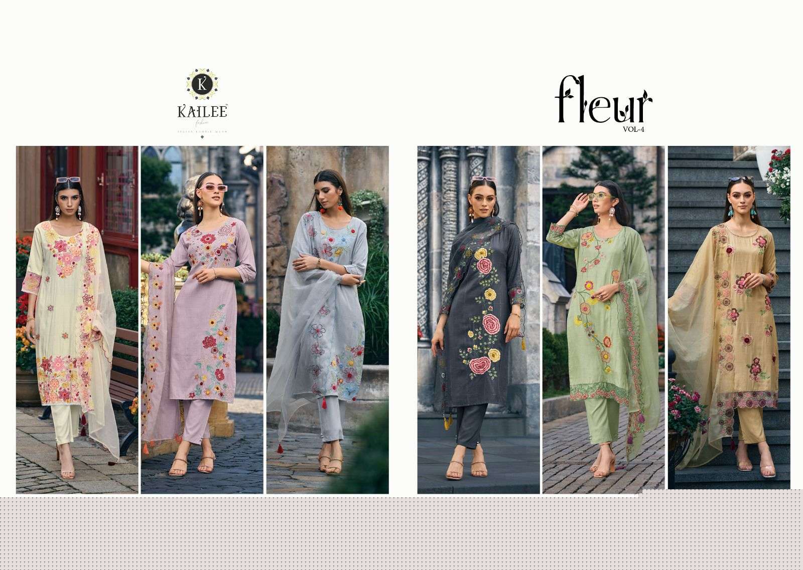 Fleur Vol-4 By Kailee 41211 To 41216 Series Beautiful Festive Suits Colorful Stylish Fancy Casual Wear & Ethnic Wear Pure Viscose Organza Dresses At Wholesale Price