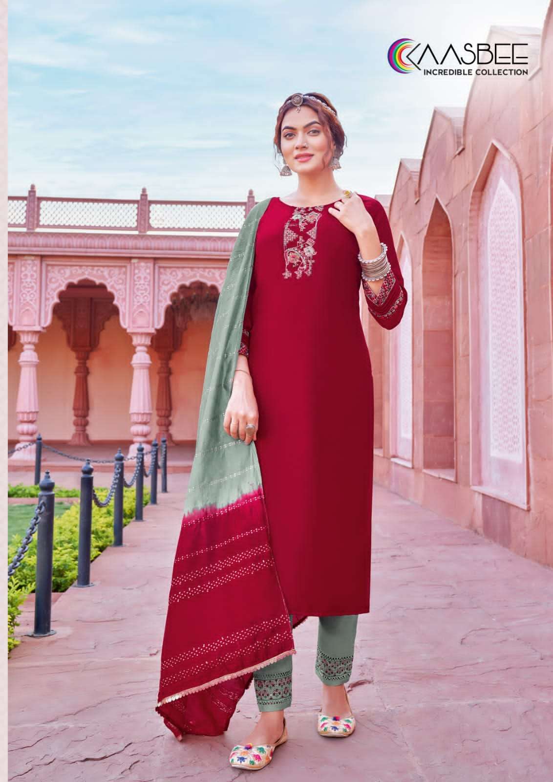 Rajwadi Vol-1 By Kaasbee 1001 To 1006 Series Beautiful Stylish Festive Suits Fancy Colorful Casual Wear & Ethnic Wear & Ready To Wear Pure Viscose Chinnon Dresses At Wholesale Price
