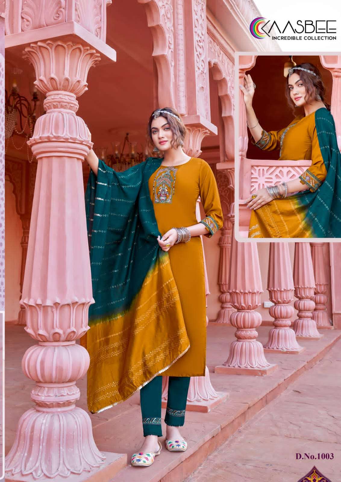 Rajwadi Vol-1 By Kaasbee 1001 To 1006 Series Beautiful Stylish Festive Suits Fancy Colorful Casual Wear & Ethnic Wear & Ready To Wear Pure Viscose Chinnon Dresses At Wholesale Price