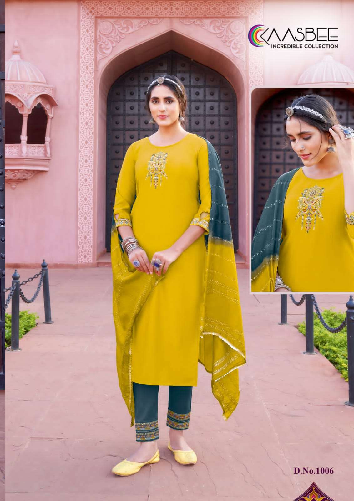 Rajwadi Vol-1 By Kaasbee 1001 To 1006 Series Beautiful Stylish Festive Suits Fancy Colorful Casual Wear & Ethnic Wear & Ready To Wear Pure Viscose Chinnon Dresses At Wholesale Price