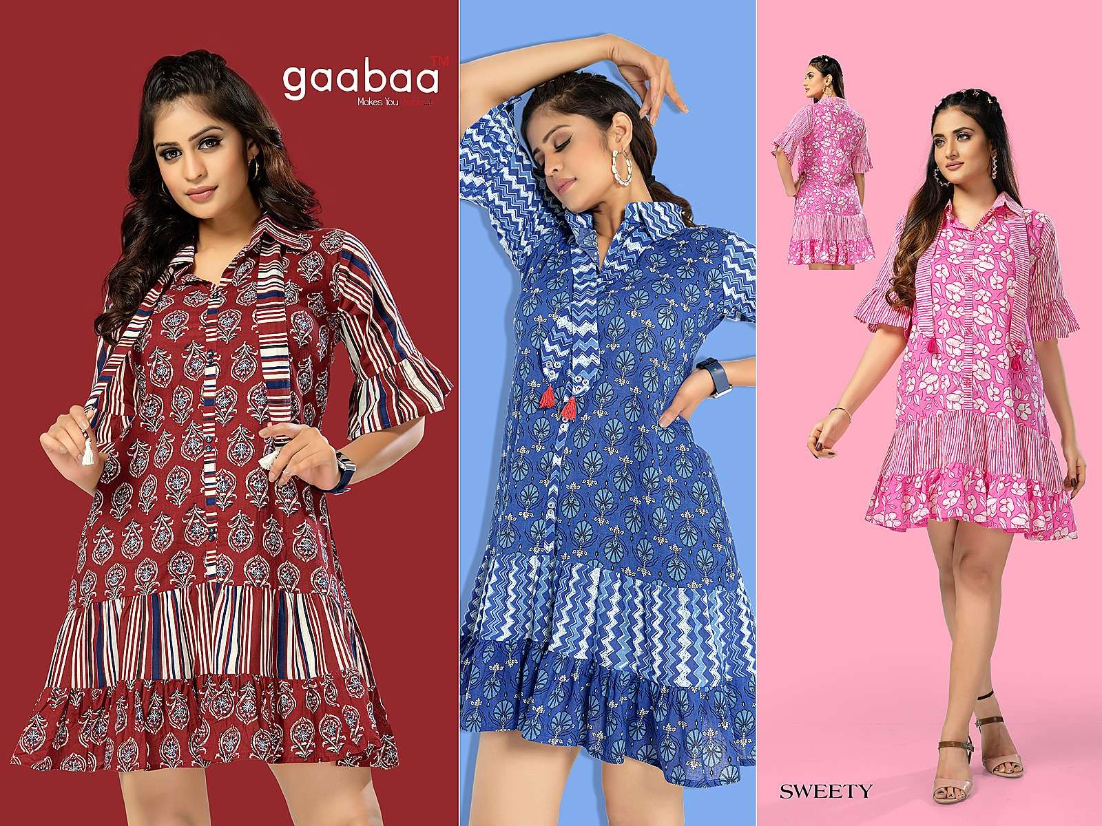 Sweety By Gaabaa 01 To 03 Series Beautiful Stylish Fancy Colorful Casual Wear & Ethnic Wear Cotton Print Tops At Wholesale Price