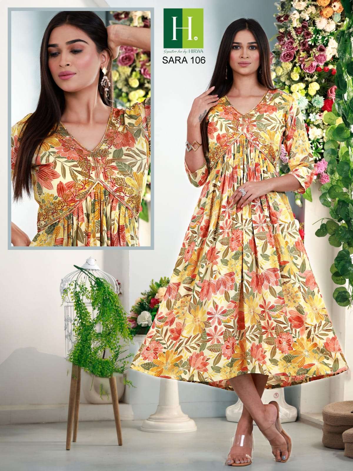 Sara By Hirwa 101 To 106 Series Beautiful Stylish Fancy Colorful Casual Wear & Ethnic Wear Heavy Rayon Foil Print Kurtis At Wholesale Price