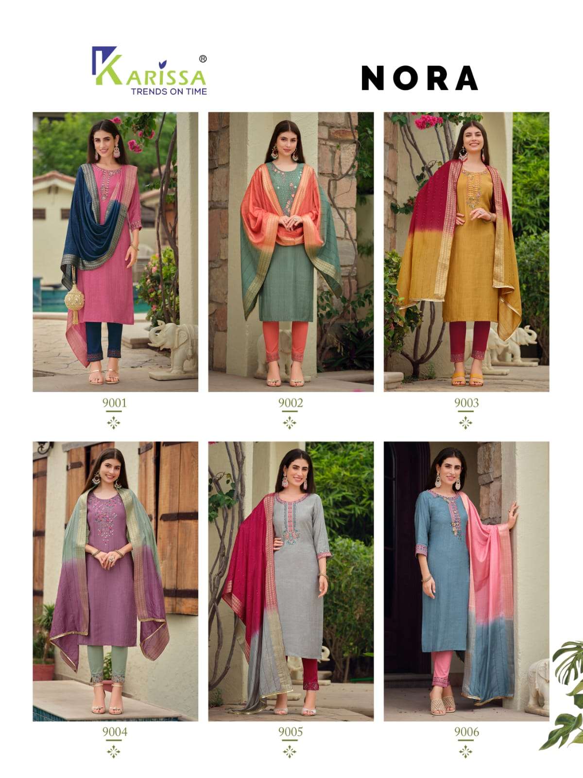 Nora By Karissa 9001 To 9006 Series Beautiful Sharara Suits Colorful Stylish Fancy Casual Wear & Ethnic Wear Viscose Silk Dresses At Wholesale Price