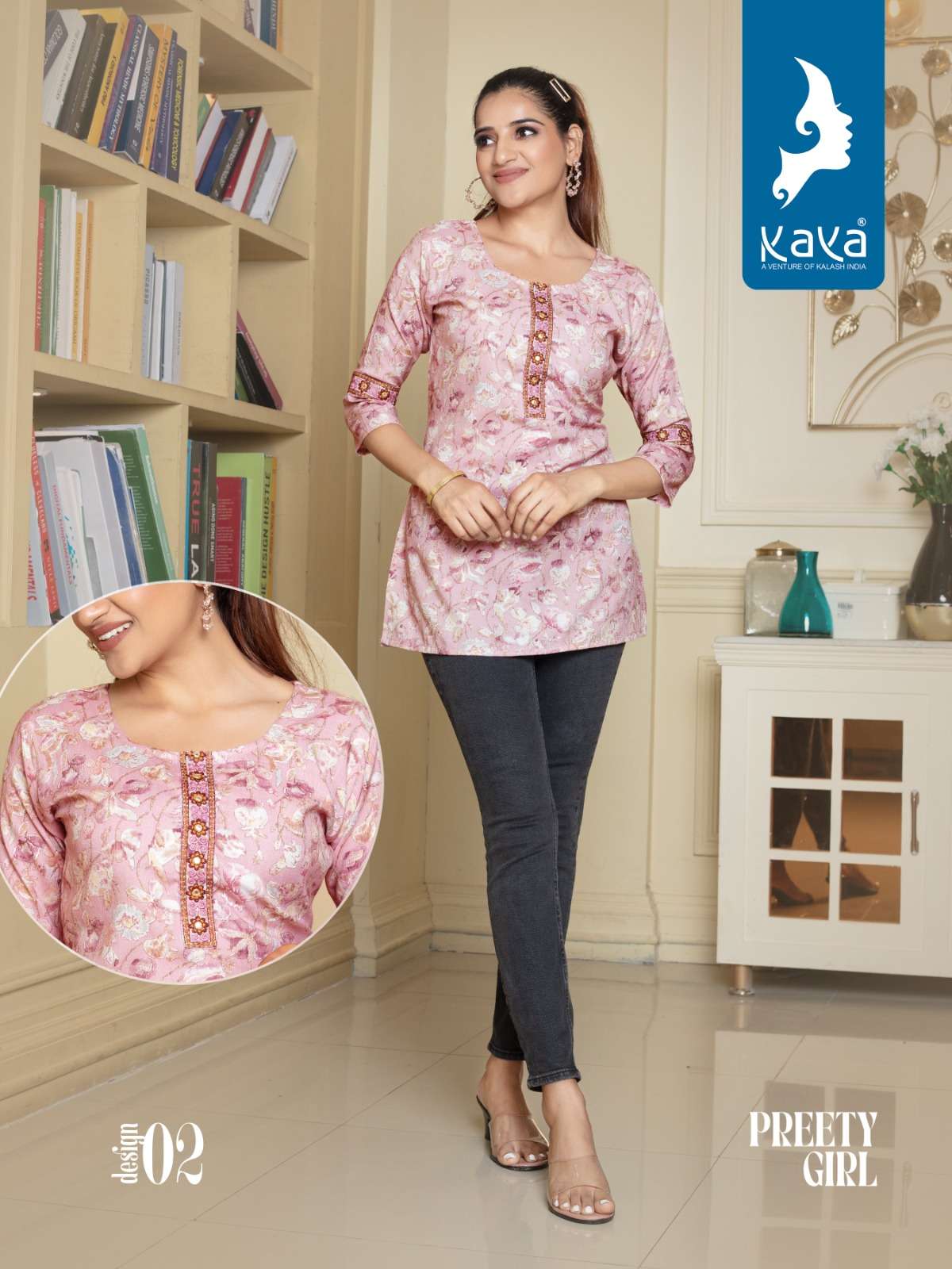 Preety Girl By Kaya 01 To 08 Series Beautiful Stylish Fancy Colorful Casual Wear & Ethnic Wear Rayon Foil Print Tops At Wholesale Price