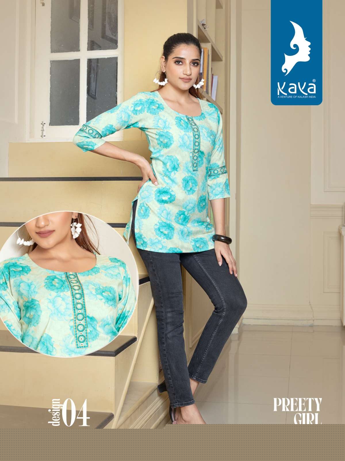 Preety Girl By Kaya 01 To 08 Series Beautiful Stylish Fancy Colorful Casual Wear & Ethnic Wear Rayon Foil Print Tops At Wholesale Price