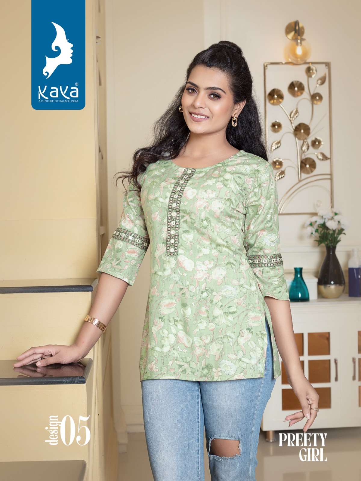 Preety Girl By Kaya 01 To 08 Series Beautiful Stylish Fancy Colorful Casual Wear & Ethnic Wear Rayon Foil Print Tops At Wholesale Price