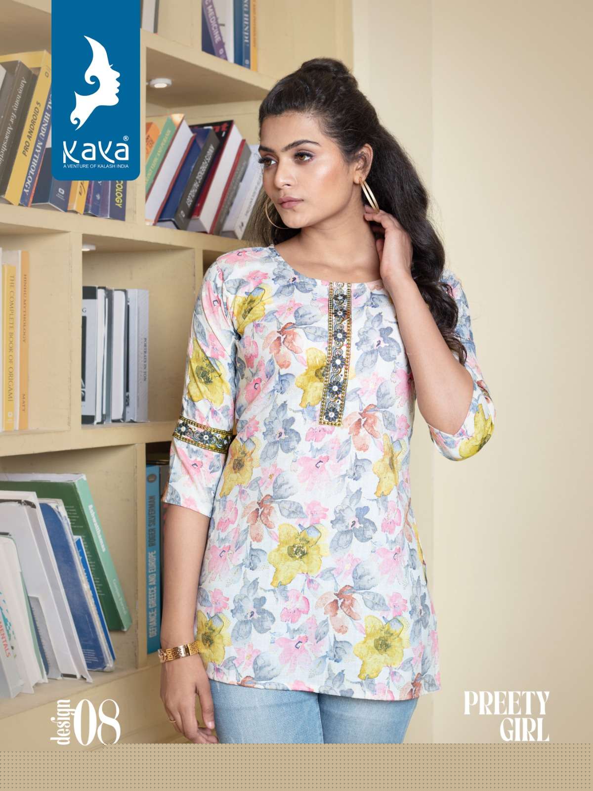 Preety Girl By Kaya 01 To 08 Series Beautiful Stylish Fancy Colorful Casual Wear & Ethnic Wear Rayon Foil Print Tops At Wholesale Price