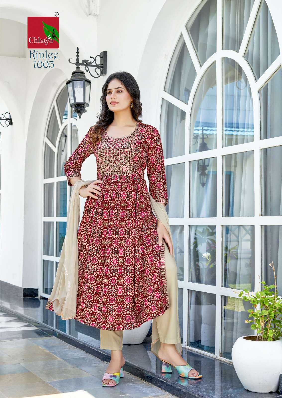 Kinlee By Chhaya 1001 To 1006 Series Beautiful Festive Collection Suits Stylish Fancy Colorful Casual Wear & Ethnic Wear Rayon Print Dresses At Wholesale Price
