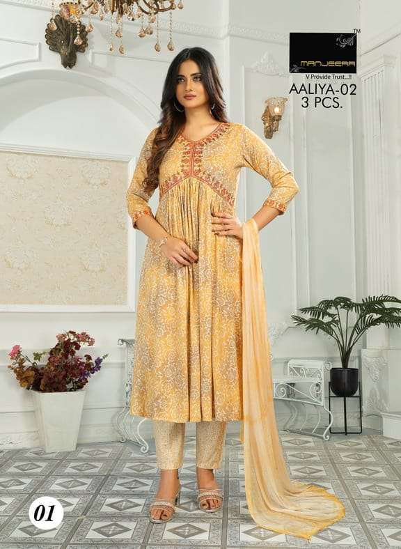 Aaliya Vol-2 By Manjeera 01 To 08 Series Designer Festive Suits Collection Beautiful Stylish Fancy Colorful Party Wear & Occasional Wear Capsule Print Dresses At Wholesale Price