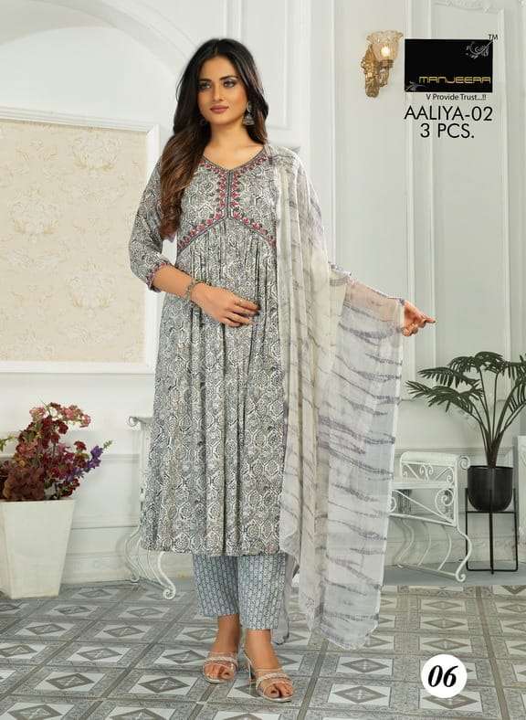 Aaliya Vol-2 By Manjeera 01 To 08 Series Designer Festive Suits Collection Beautiful Stylish Fancy Colorful Party Wear & Occasional Wear Capsule Print Dresses At Wholesale Price
