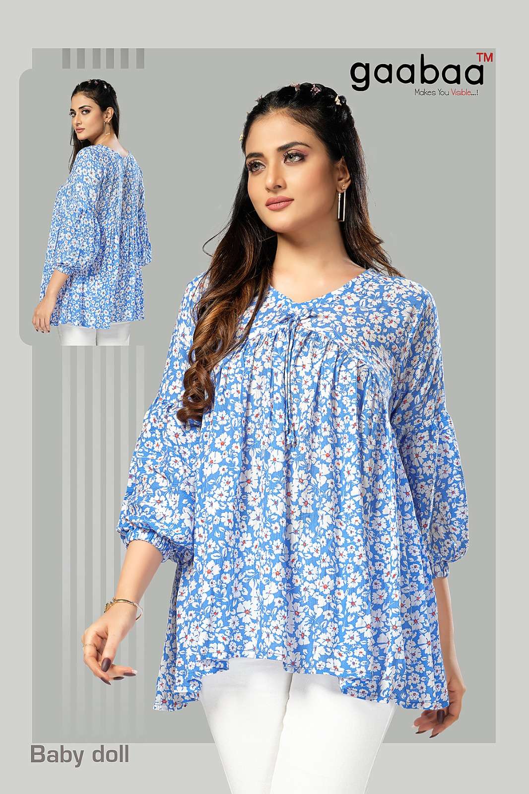 Baby Doll By Gaabaa 01 To 03 Series Beautiful Stylish Fancy Colorful Casual Wear & Ethnic Wear Heavy Rayon Tops At Wholesale Price