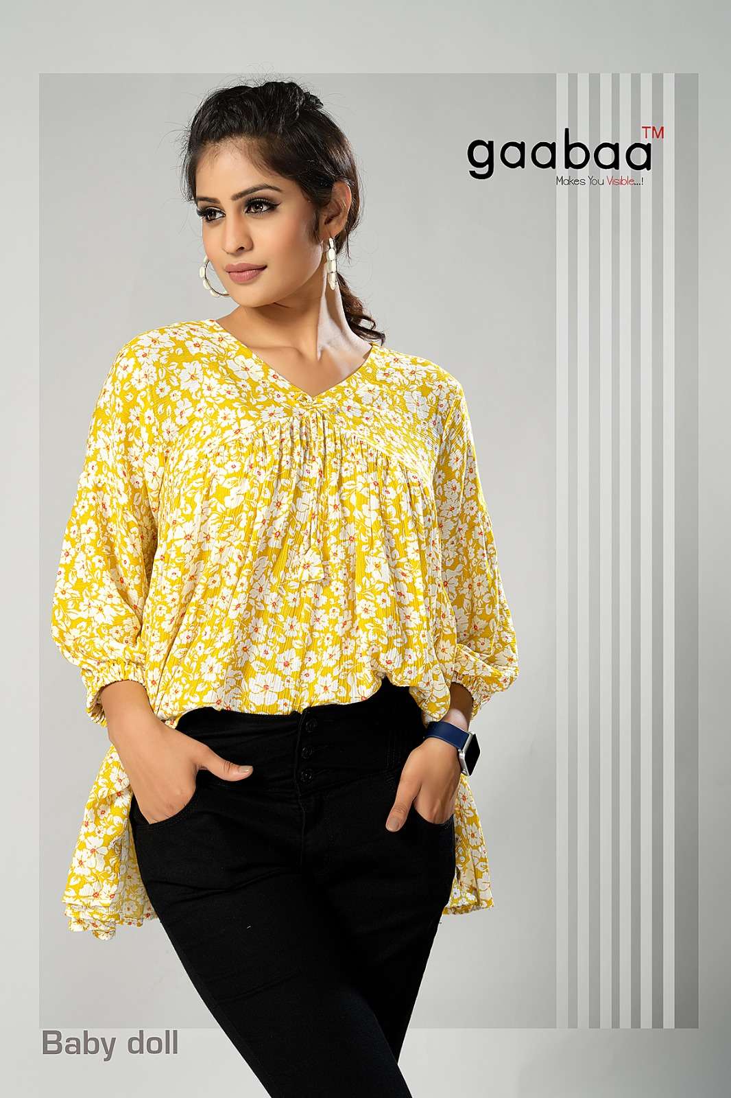 Baby Doll By Gaabaa 01 To 03 Series Beautiful Stylish Fancy Colorful Casual Wear & Ethnic Wear Heavy Rayon Tops At Wholesale Price