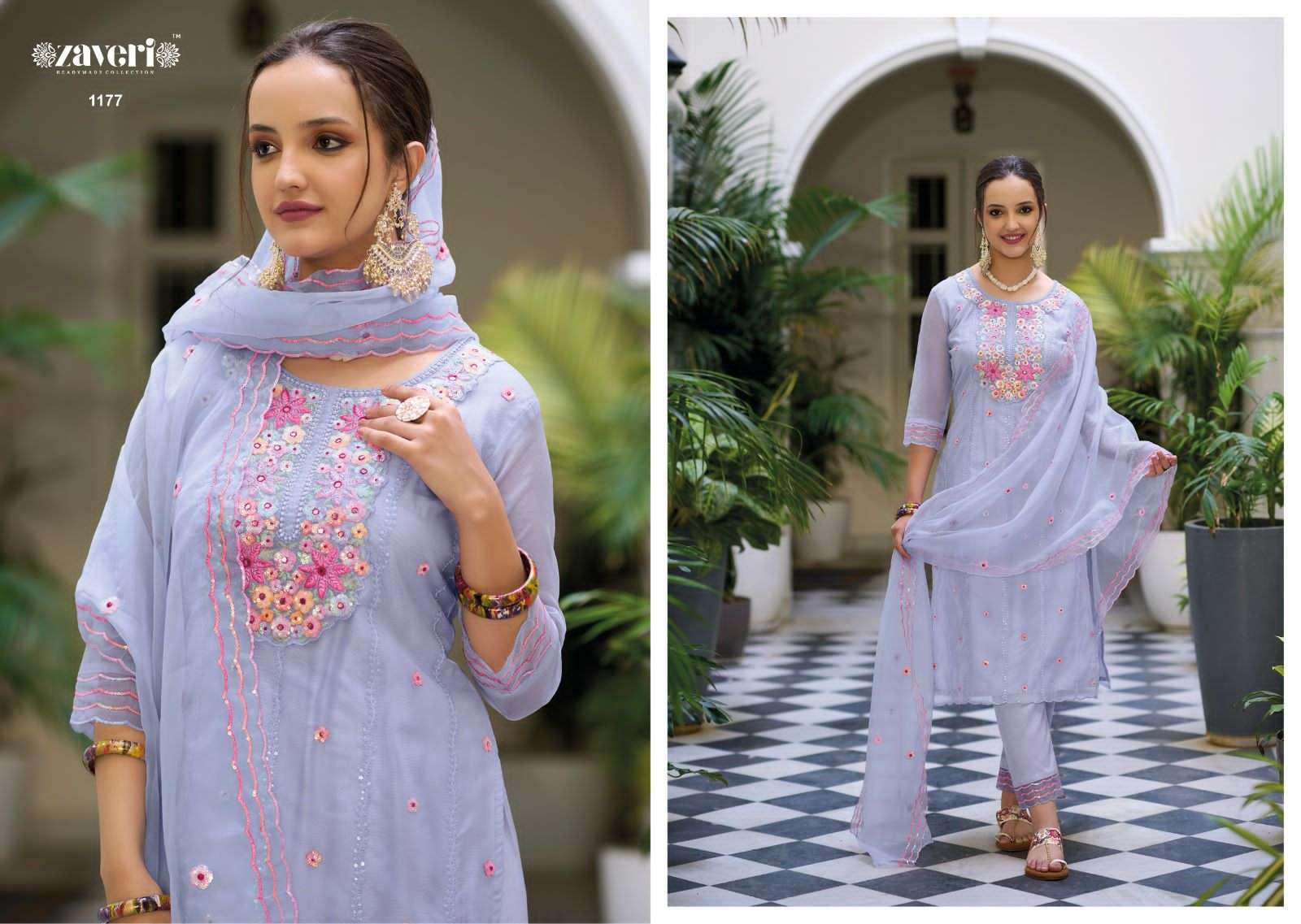 Eliza By Zaveri 1175 To 1178 Series Designer Festive Suits Collection Beautiful Stylish Fancy Colorful Party Wear & Occasional Wear Organza Embroidered Dresses At Wholesale Price