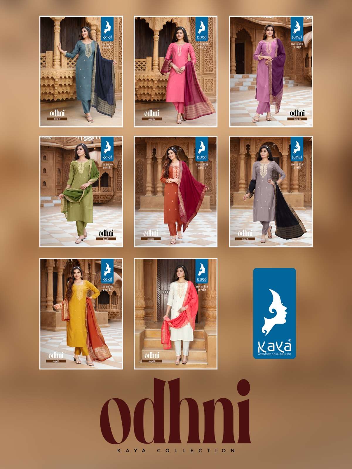Odhani By Kaya 01 To 08 Series Beautiful Suits Colorful Stylish Fancy Casual Wear & Ethnic Wear Roman Silk Embroidered Dresses At Wholesale Price