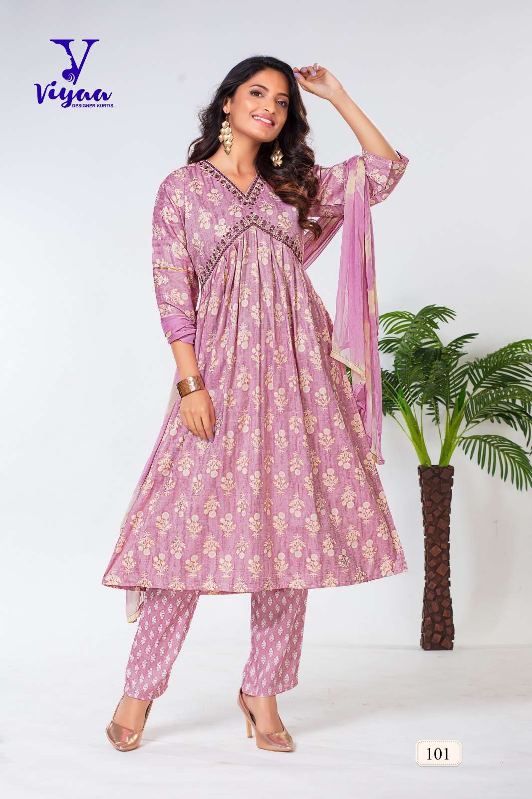 Rangmanch Vol-1By Viyaa Designer 101 To 106 Series Beautiful Suits Colorful Stylish Fancy Casual Wear & Ethnic Wear Pure Rayon Print Dresses At Wholesale Price