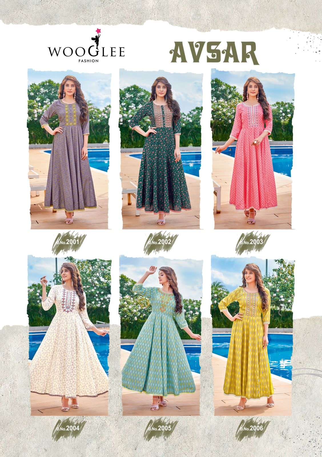 Avsar By Wooglee 2001 To 2006 Series Designer Stylish Fancy Colorful Beautiful Party Wear & Ethnic Wear Collection Rayon Print Gowns At Wholesale Price
