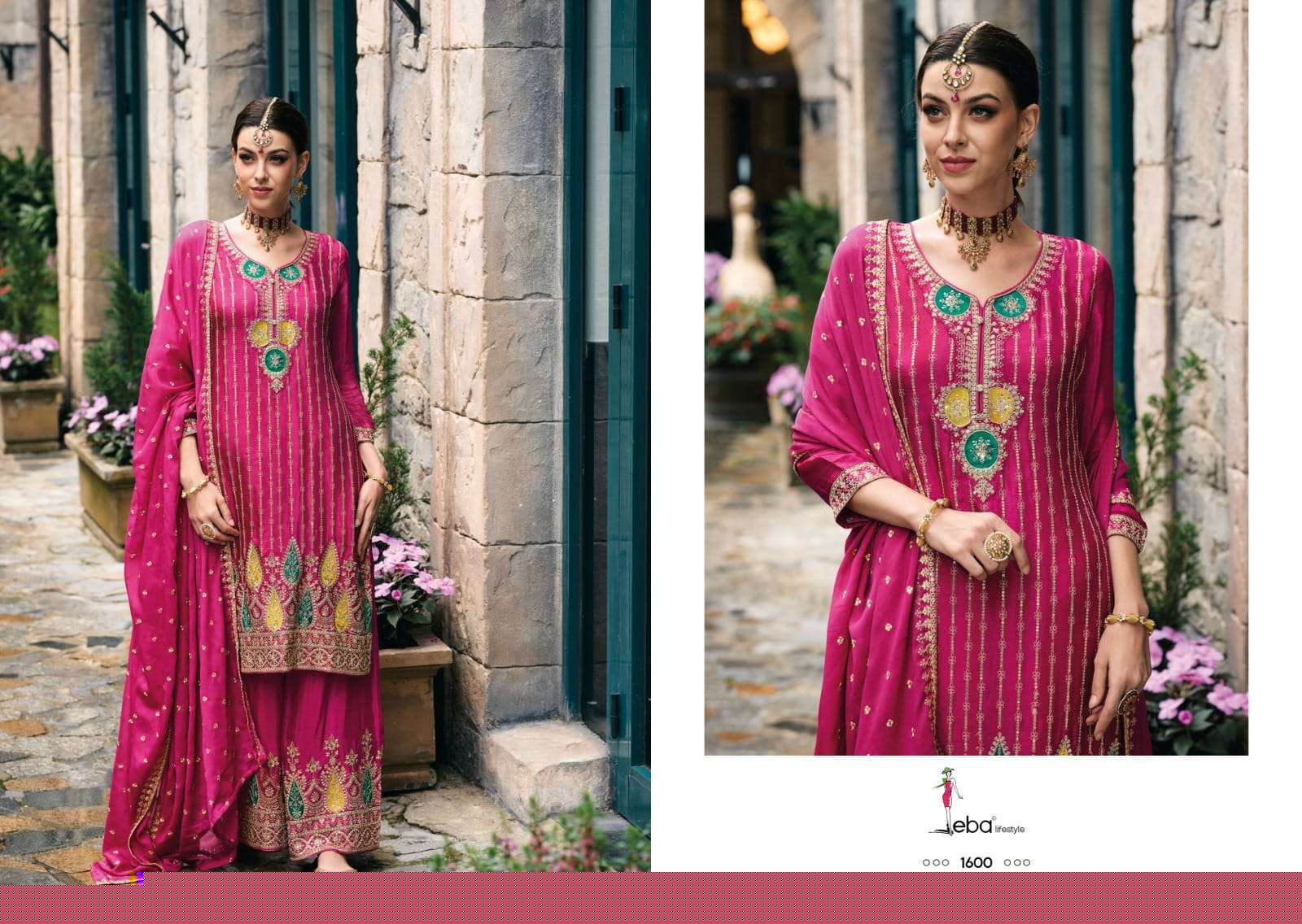 Alka By Eba Lifestyle 1600 To 1603 Series Designer Sharara Suits Beautiful Fancy Colorful Stylish Party Wear & Occasional Wear Heavy Chinnon Dresses At Wholesale Price