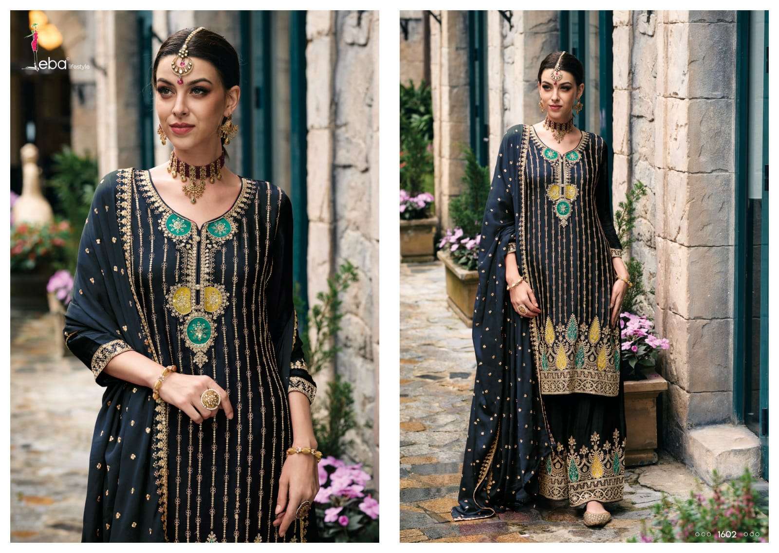 Alka By Eba Lifestyle 1600 To 1603 Series Designer Sharara Suits Beautiful Fancy Colorful Stylish Party Wear & Occasional Wear Heavy Chinnon Dresses At Wholesale Price