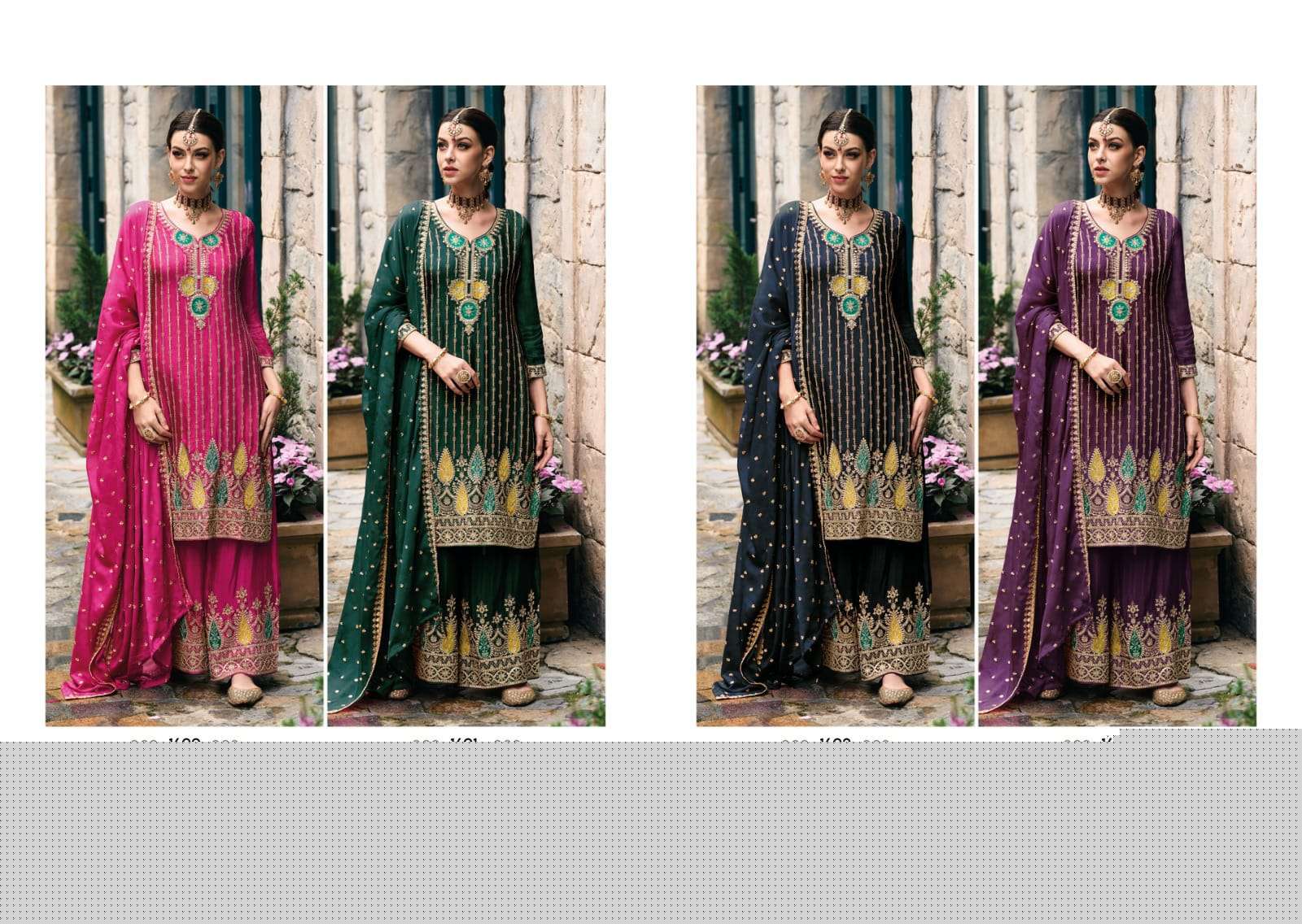 Alka By Eba Lifestyle 1600 To 1603 Series Designer Sharara Suits Beautiful Fancy Colorful Stylish Party Wear & Occasional Wear Heavy Chinnon Dresses At Wholesale Price