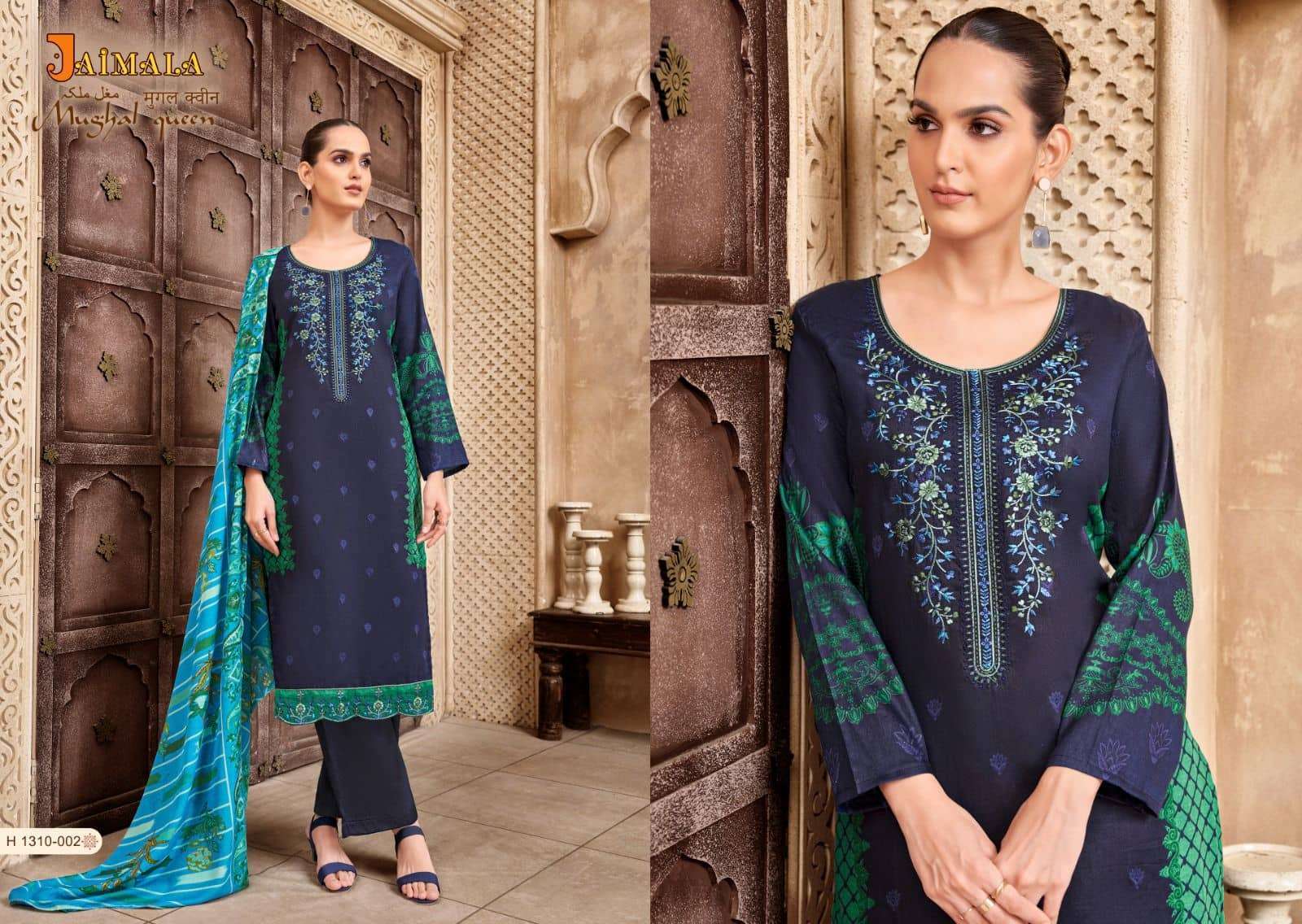 Mughal Queen By Jaimala 1310-001 To 1310-008 Series Beautiful Suits Colorful Stylish Fancy Casual Wear & Ethnic Wear Pure Jam Print Dresses At Wholesale Price