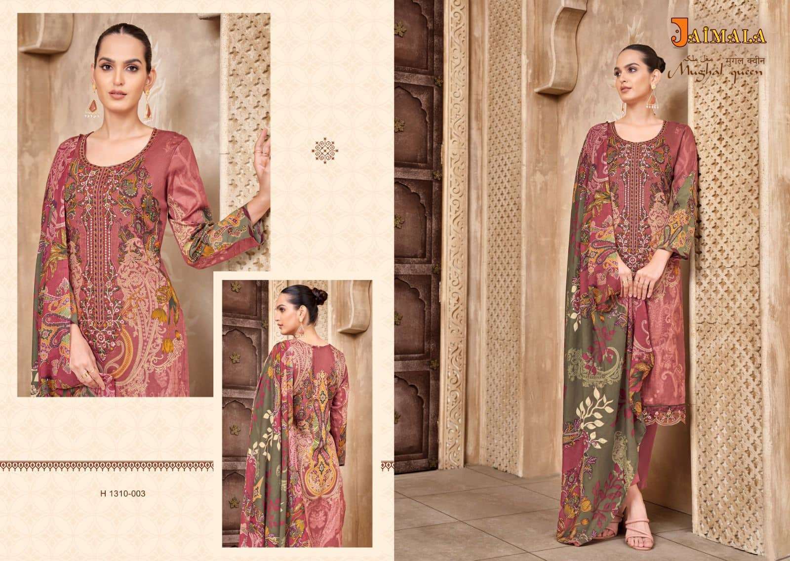 Mughal Queen By Jaimala 1310-001 To 1310-008 Series Beautiful Suits Colorful Stylish Fancy Casual Wear & Ethnic Wear Pure Jam Print Dresses At Wholesale Price