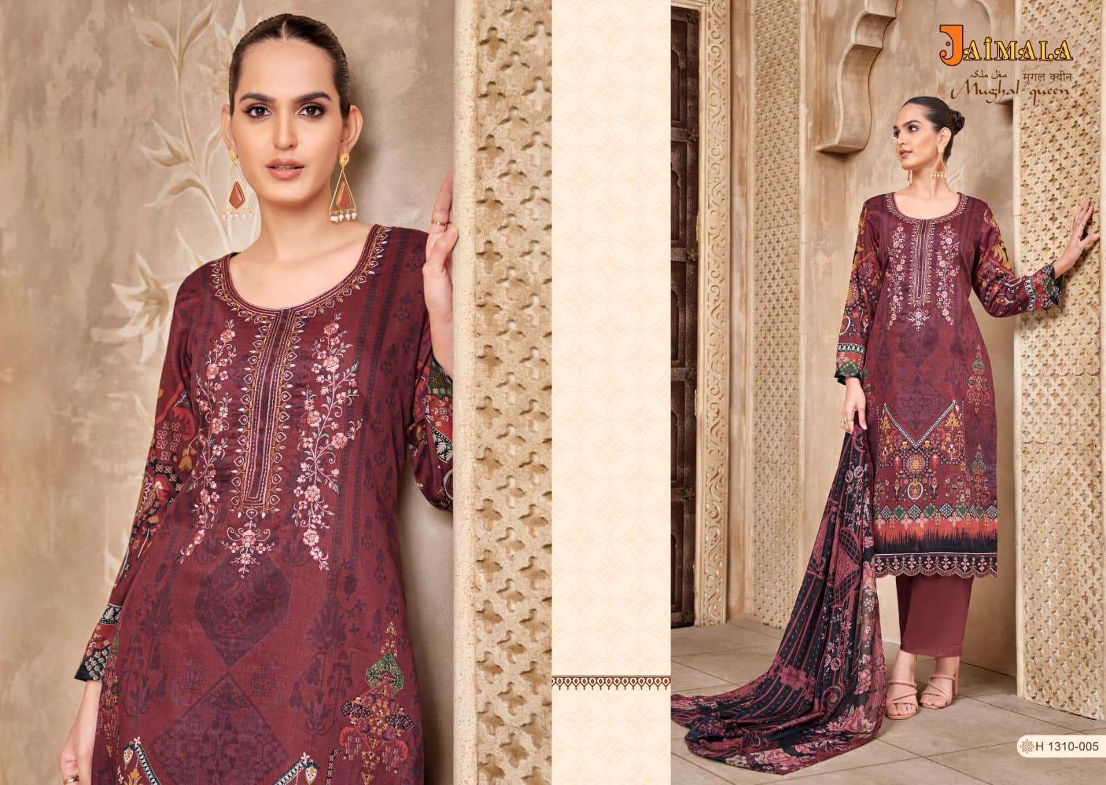 Mughal Queen By Jaimala 1310-001 To 1310-008 Series Beautiful Suits Colorful Stylish Fancy Casual Wear & Ethnic Wear Pure Jam Print Dresses At Wholesale Price