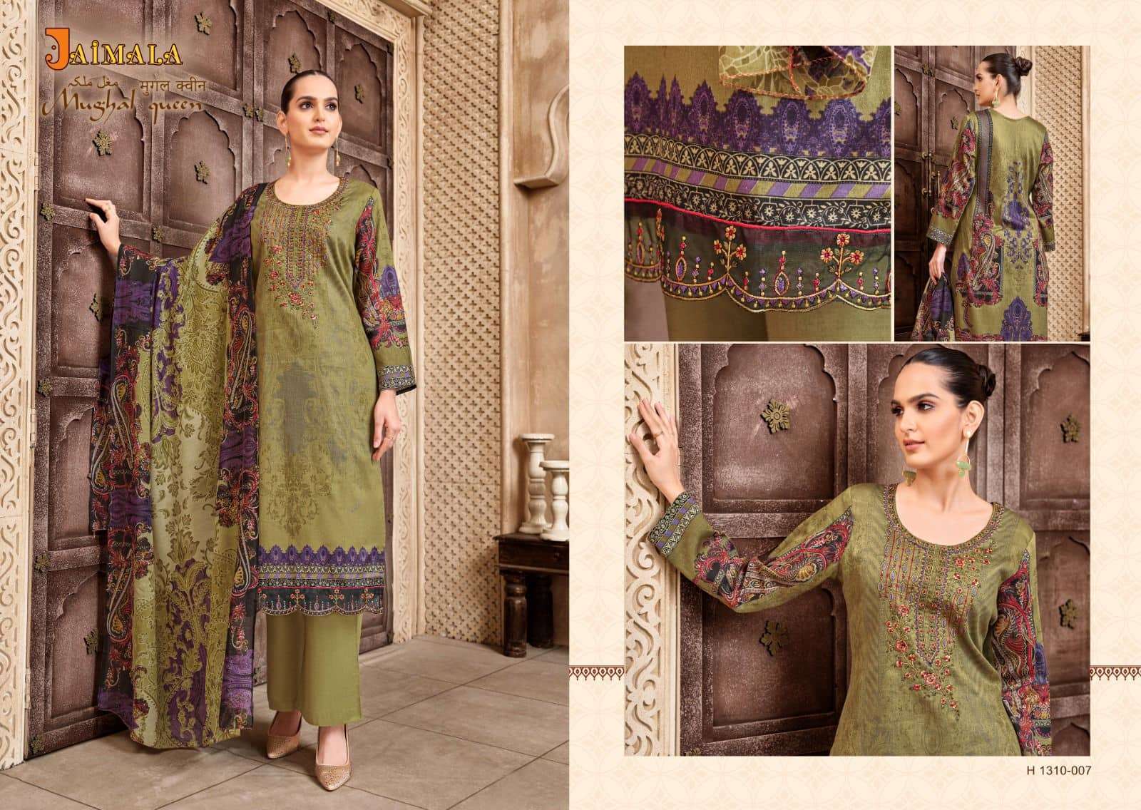 Mughal Queen By Jaimala 1310-001 To 1310-008 Series Beautiful Suits Colorful Stylish Fancy Casual Wear & Ethnic Wear Pure Jam Print Dresses At Wholesale Price
