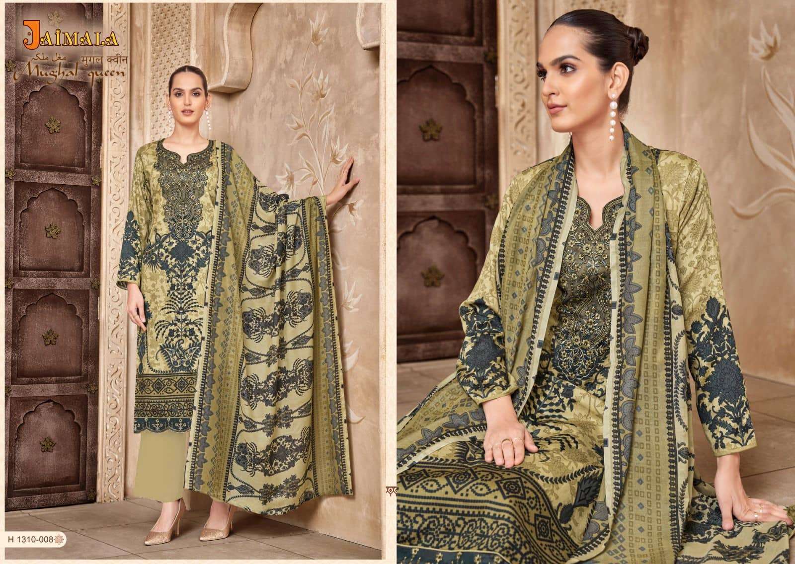 Mughal Queen By Jaimala 1310-001 To 1310-008 Series Beautiful Suits Colorful Stylish Fancy Casual Wear & Ethnic Wear Pure Jam Print Dresses At Wholesale Price
