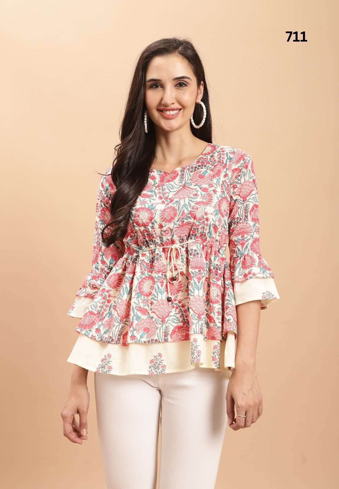 Nayra By Kaamiri Beautiful Stylish Fancy Colorful Casual Wear & Ethnic Wear Pure Cotton Tops At Wholesale Price
