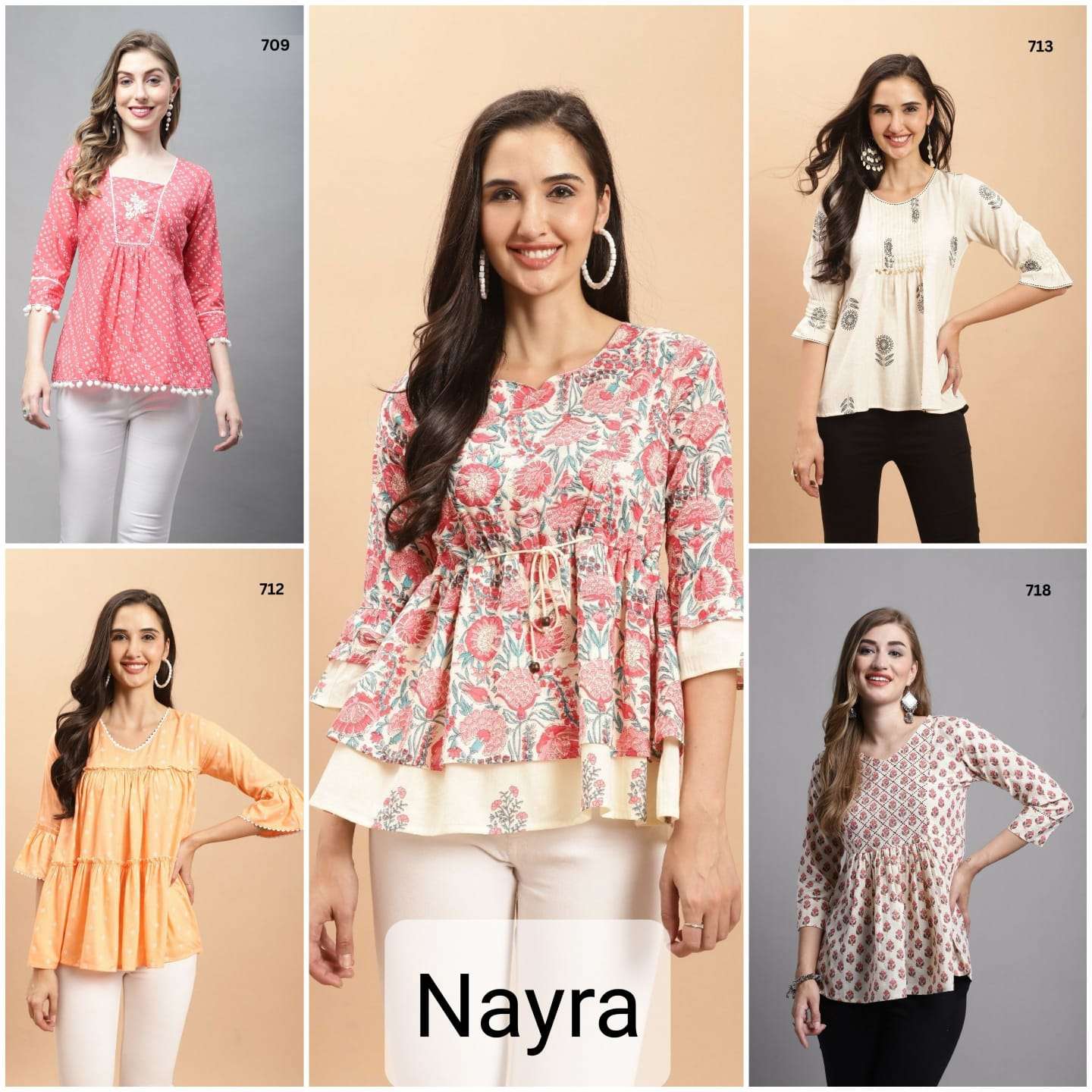 Nayra By Kaamiri Beautiful Stylish Fancy Colorful Casual Wear & Ethnic Wear Pure Cotton Tops At Wholesale Price